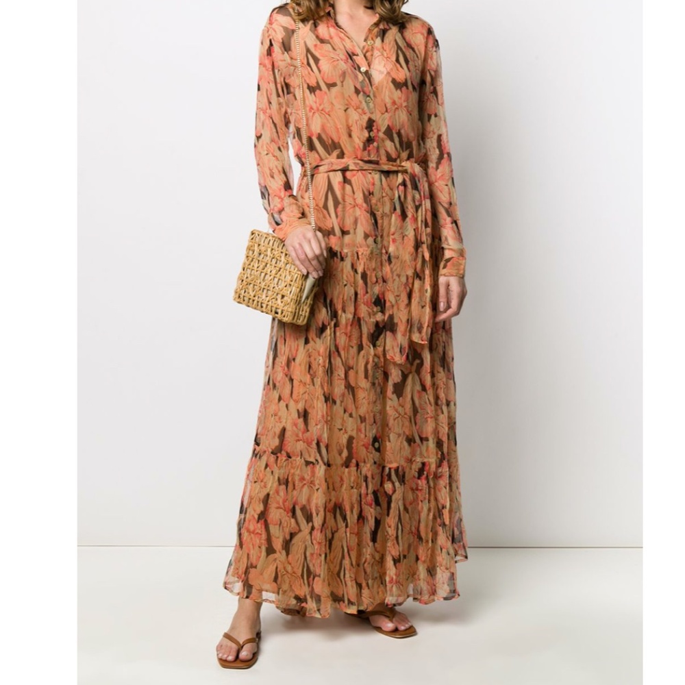 Mes Demoiselles Cerasi Dress sheer floral Maxi Dress Button Down